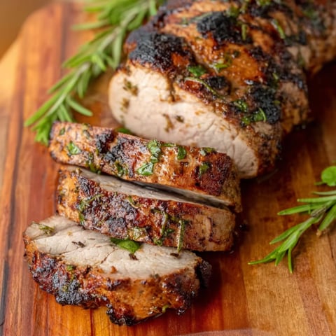 A piece of meat on a wooden cutting board.