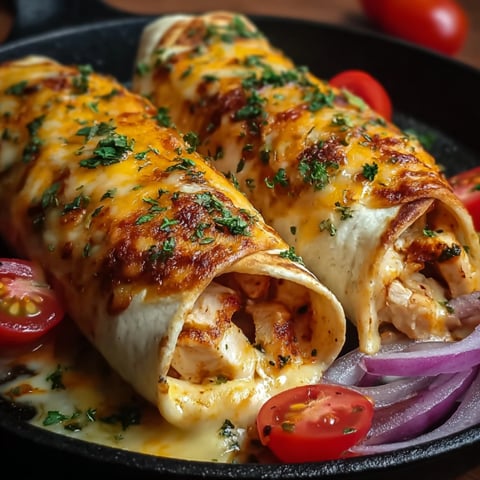 A delicious wrap with chicken and cheese.