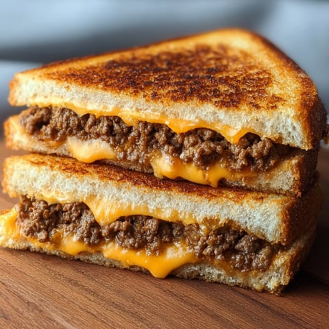A sandwich with cheese and meat on a wooden table.