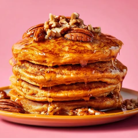 A stack of sweet potato buttermilk pancakes.