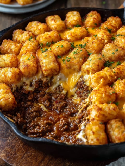 A delicious Sloppy Joe Tater Tot Casserole.