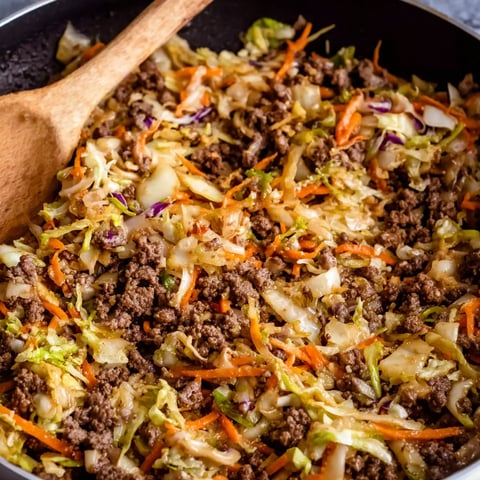 A beef egg roll in a bowl.