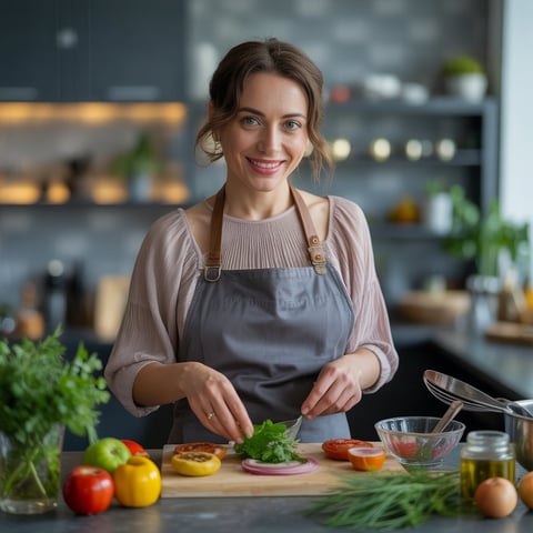 A woman named Isabella is preparing food.