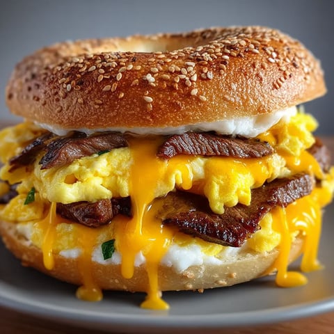 A McDonald's Steak, Egg & Cheese Copycat sandwich.