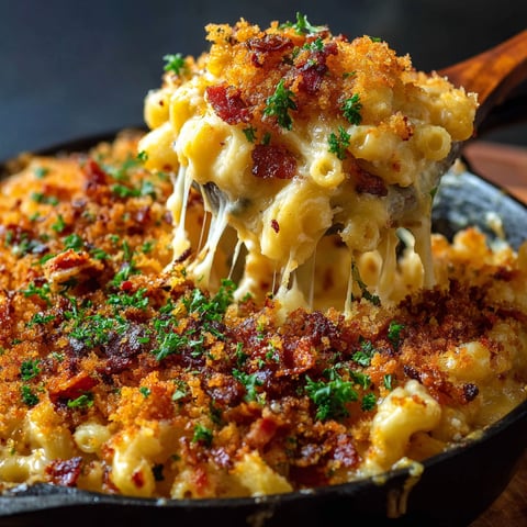 A close up of a delicious mac and cheese dish.