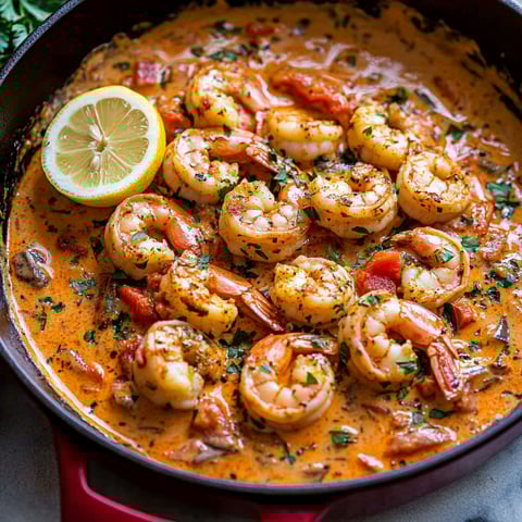 A pan of shrimp with garlic and paprika.