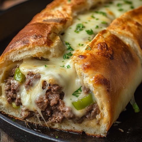 A slice of Philly Cheesesteak Stromboli.