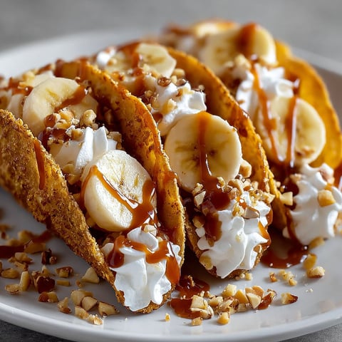 A plate of banana and caramel tacos.