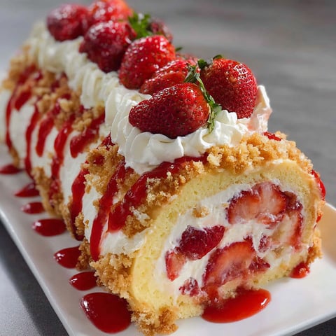 A delicious dessert made with strawberries and cream.