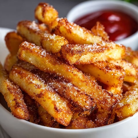 A bowl of crispy air fryer apple fries.