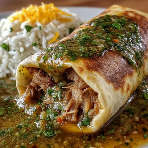 A plate of food with a chili verde hatch burrito.