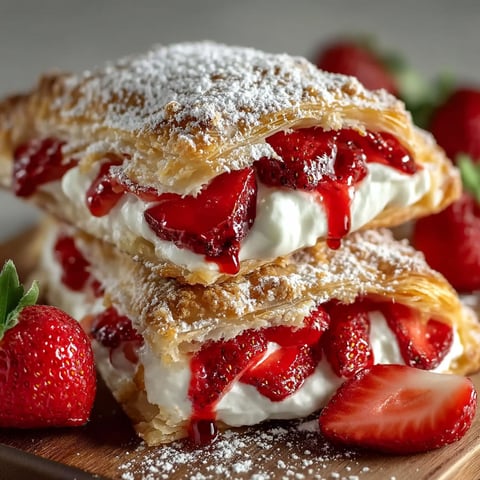 Strawberry cheesecake turnovers with powdered sugar.