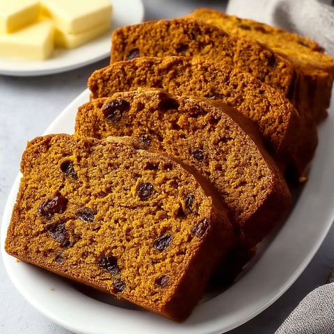 A plate of moist spiced sweet potato bread.