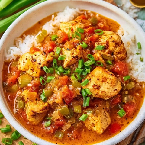 A bowl of chicken étouffée with rice and vegetables.