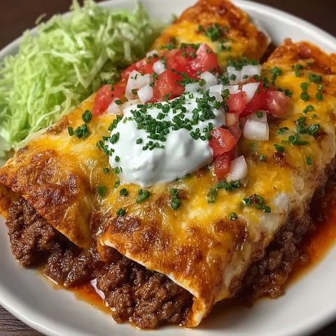 A plate of ground beef potato enchiladas.