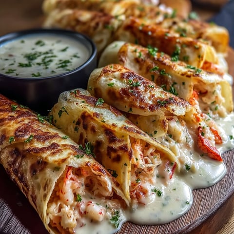 A plate of food with a lobster roll and cream sauce.