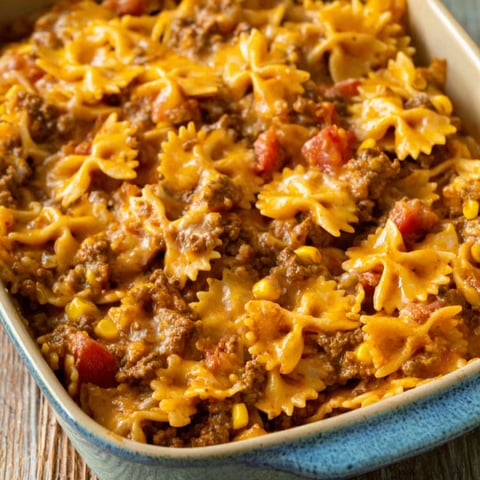 A bowl of sloppy joe casserole.