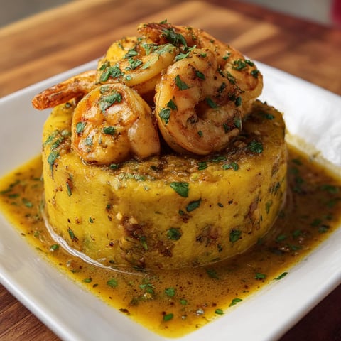 A plate of shrimp and garlic butter.