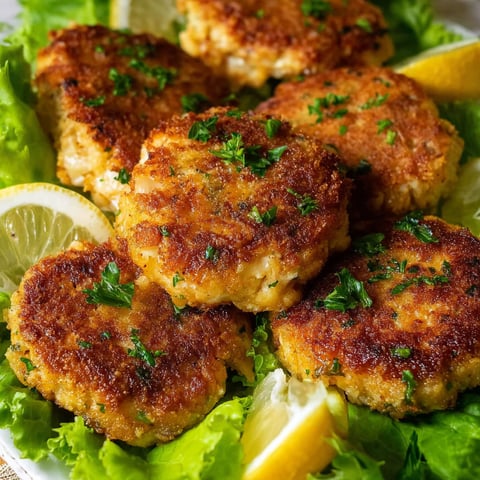 A plate of Southern Crab Cakes with lemon wedges on top.