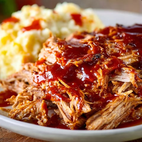 A plate of oven roasted pulled pork.