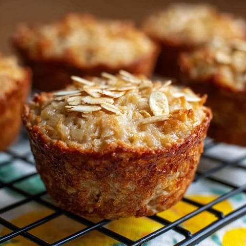 A single serving of pineapple coconut baked oatmeal.