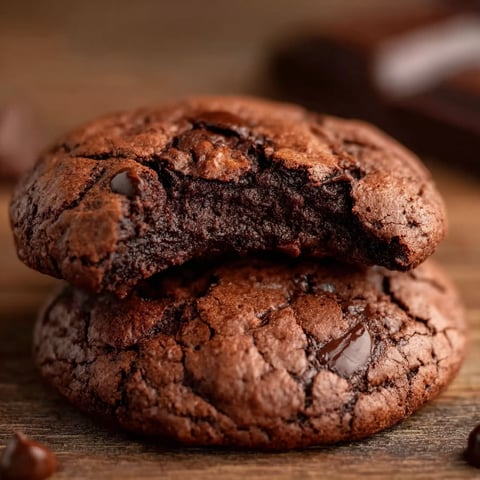 Two pieces of chocolate brownie cookies.