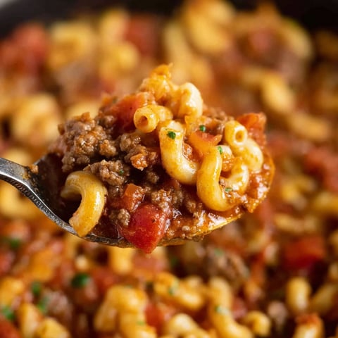 A spoonful of old fashioned goulash.