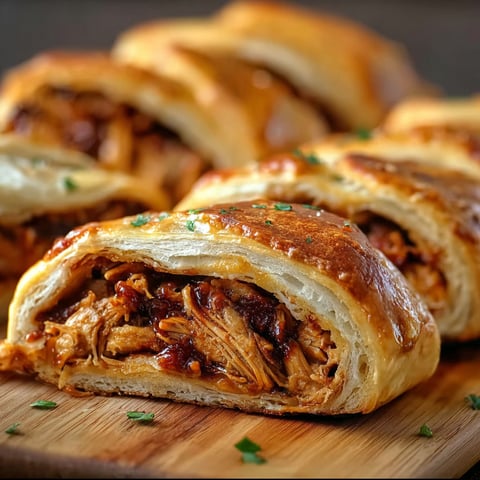 A close up of a barbecue chicken pizza braid.