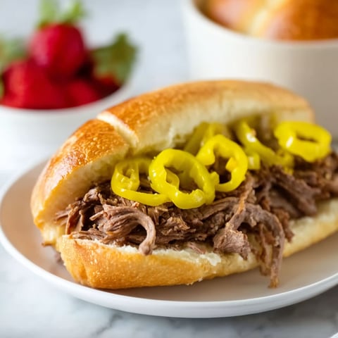 A sandwich with yellow peppers on top.