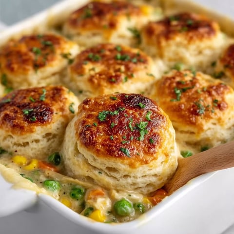 A white bowl filled with a chicken pot pie casserole.