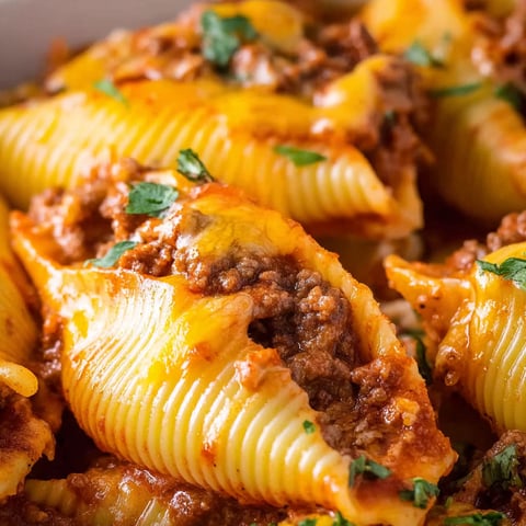 A plate of taco stuffed shells.
