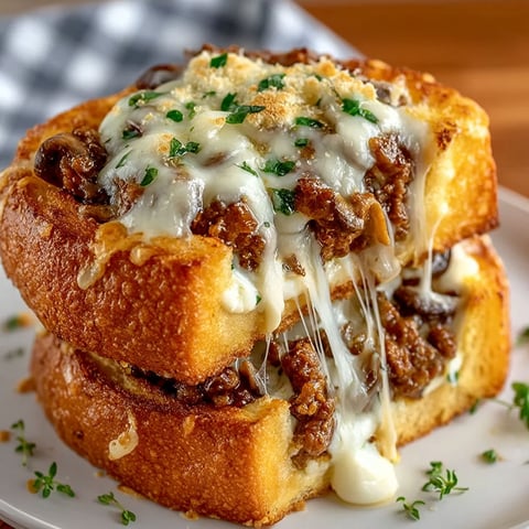 A close up of a sandwich with cheese and meat.