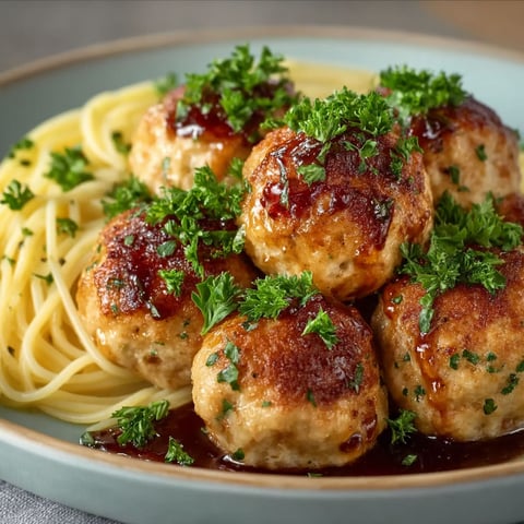 A plate of meatballs with sauce.