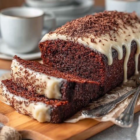 A slice of chocolate stout loaf cake.