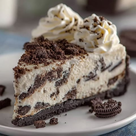 A slice of cheesecake with white whipped cream and chocolate chips.